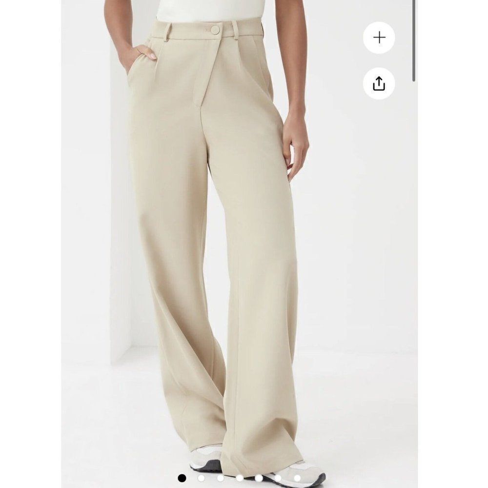 4th Reckless Archer Asymmetric Trousers High Waisted Beige Women's S NEW